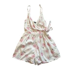 Abercrombie & Fitch Floral Romper XS Pink Rose Print Side Tie Adjustable‎ Straps
